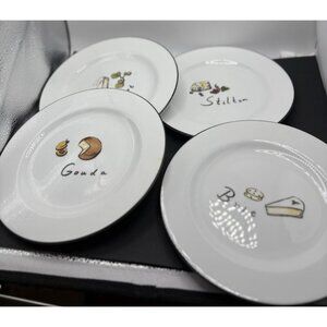 Pottery Barn Cocktail Plates 7.5" Cheese Set of 4 in package NEW Vintage 2001
